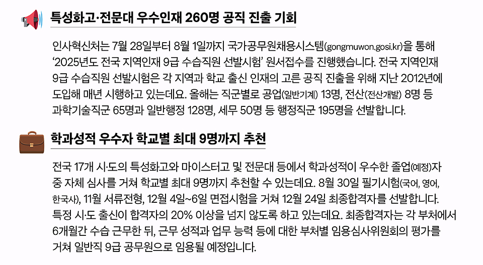 2025년도 전국 지역인재 9급 수습직원 260명을 선발합니다! (상세내용은 하단참조)
