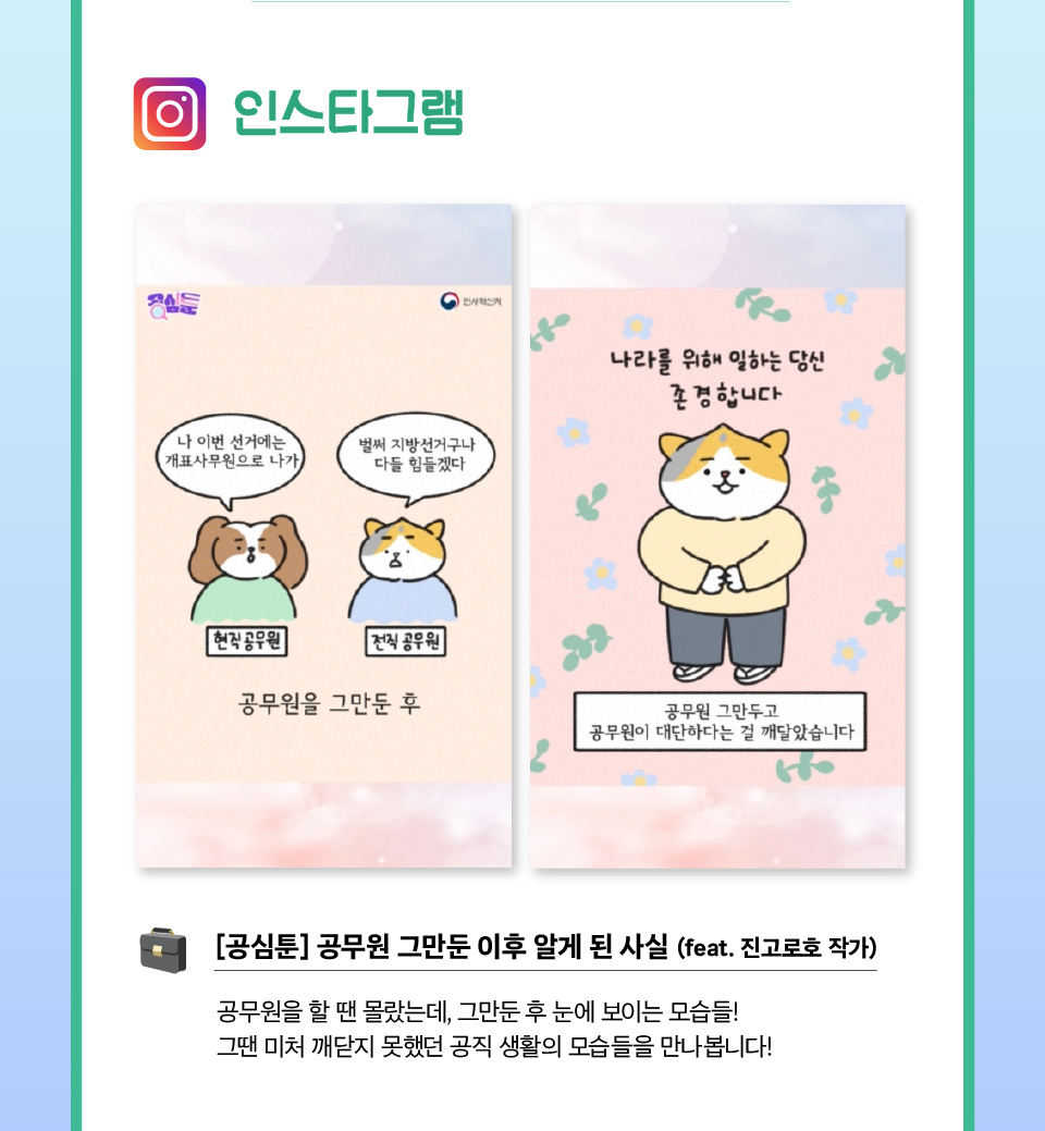 인스타그램 [공심툰] 공무원 그만둔 이후 알게 된 사실(상세내용은 하단참조)