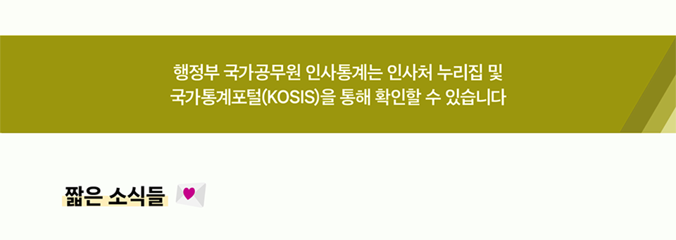 행정부 국가공무원 인사통계는 인사처 누리집 및 국가통계포털(KOSIS)을 통해 확인할 수 있습니다
