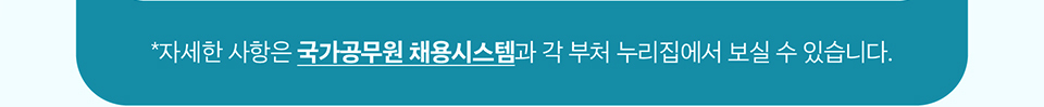 자세한 사항은 국가공무원 채용시스템과 각 부처 누리집에서 보실 수 있습니다.