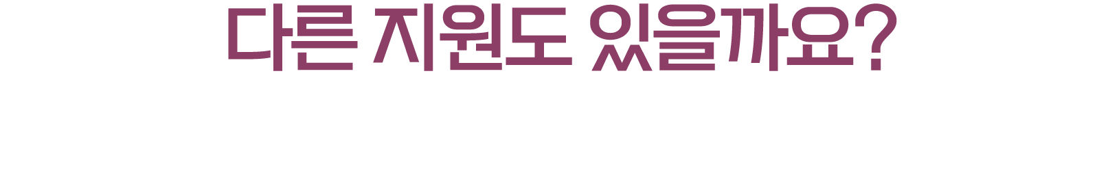 다른 지원도 있을까요?