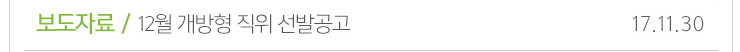 보도자료 /12월 개방형 직위 선발공고 17.11.30