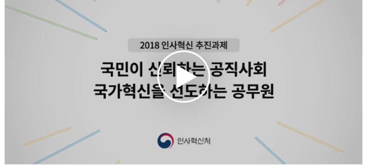 2018 인사혁신 추진과제 국민이 신뢰하는 공직사회 국가혁신을 선도하는 공무원 동영상