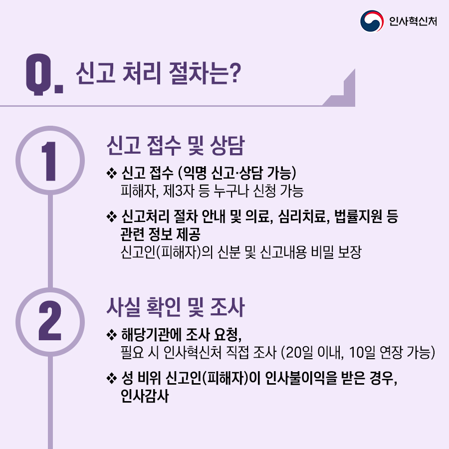 국가공무원 성희롱 성폭력 신고센터 - 안내 및 처리절차 편 카드뉴스 5번째 이미지