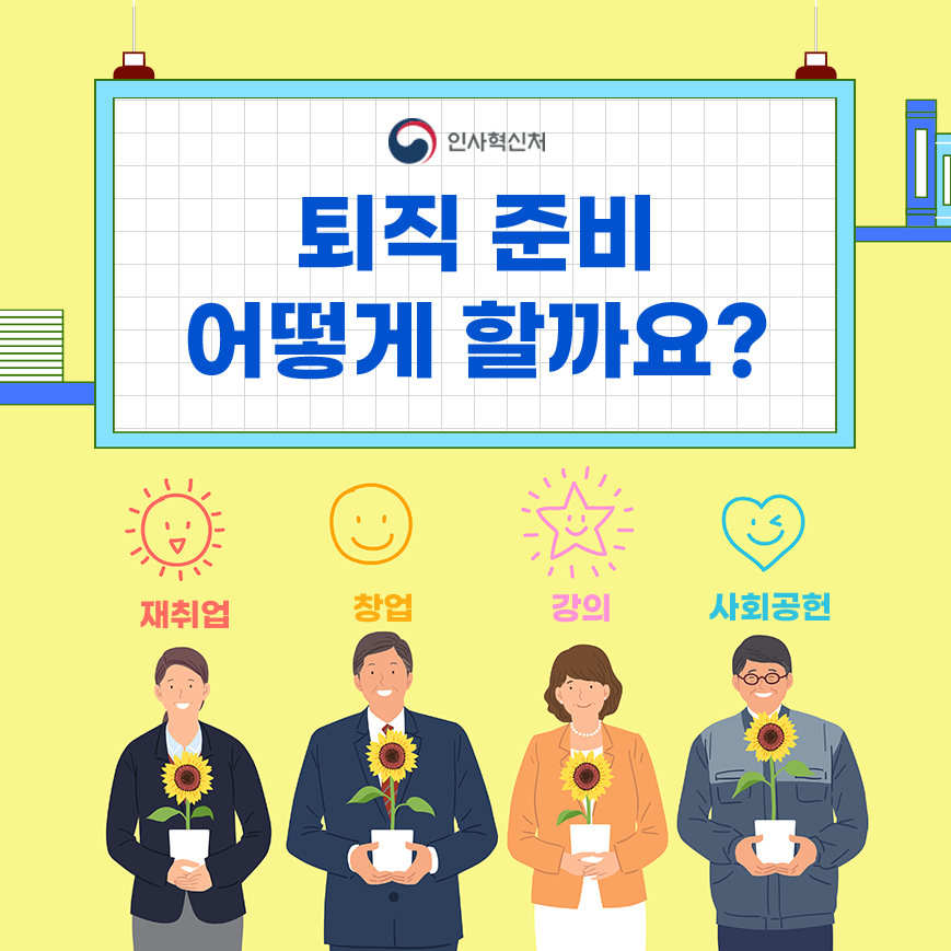 인사혁신처 - 퇴직 준비 어떻게 할까요? 재취업. 창업. 강의. 사회공헌